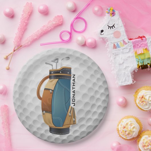 Golfing Design Paper Party Plate Pappteller (Party)