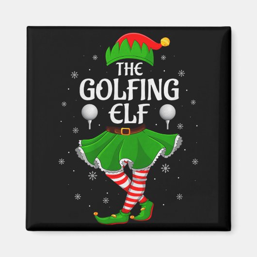 Golfing Elf Christmas Family Girls Women Elf Squad Magnet (Vorne)