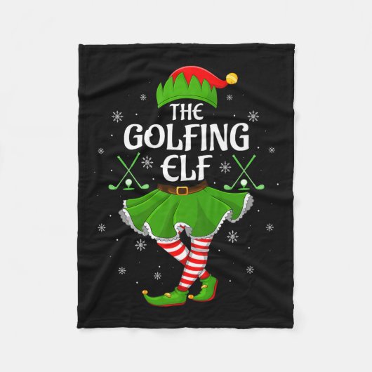 Golfing Elf Christmas Girls Women Elf Squad Xmas F Fleecedecke (Vorderseite)