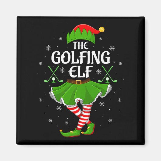 Golfing Elf Christmas Girls Women Elf Squad Xmas F Magnet (Vorne)