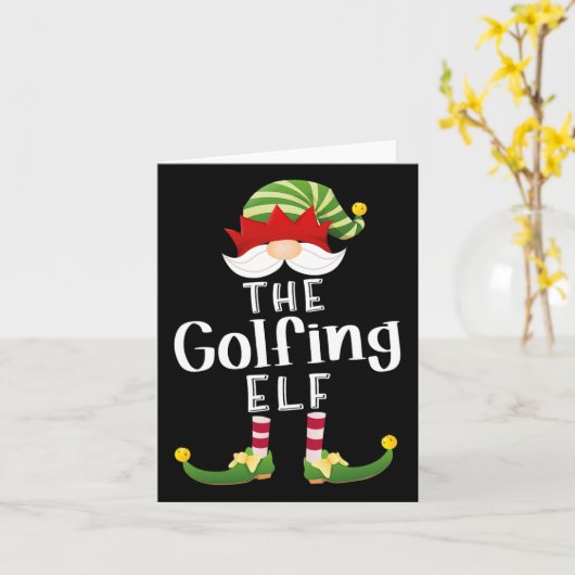 Golfing Elf Group Weihnachten Funny Pajama Party Karte (Gelbe Blume)