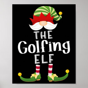 Golfing Elf Group Weihnachten Funny Pajama Party Poster