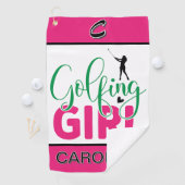 Golfing Girl individuell angepasst Golfhandtuch (Insitu)