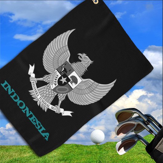 Golfing Indonesia & Indonesisches Wappen / Flagge Golfhandtuch