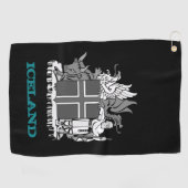Golfing Island & Isländisch Wappen / Flagge Golfhandtuch (Horizontal)
