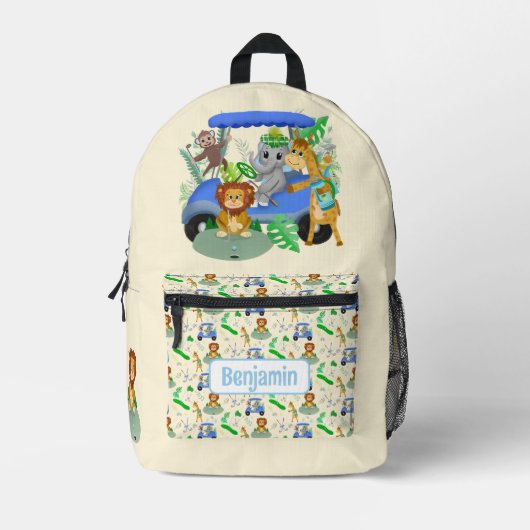 Golfing Jungle Animals Baby personalisieren Bedruckter Rucksack (Vorderseite)
