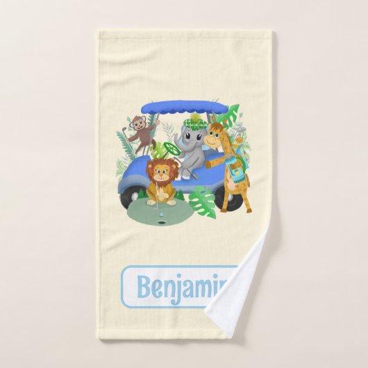 Golfing Jungle Animals Baby Personalize Badhandtuch Set (Handtuch)