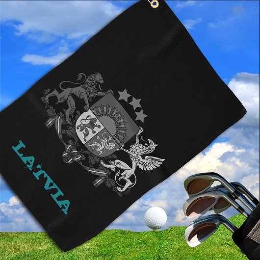 Golfing Lettland & Lettische Wappen / Flagge Golfhandtuch