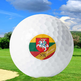 Golfing Litauen & Monogram, litauische Flagge Golfball