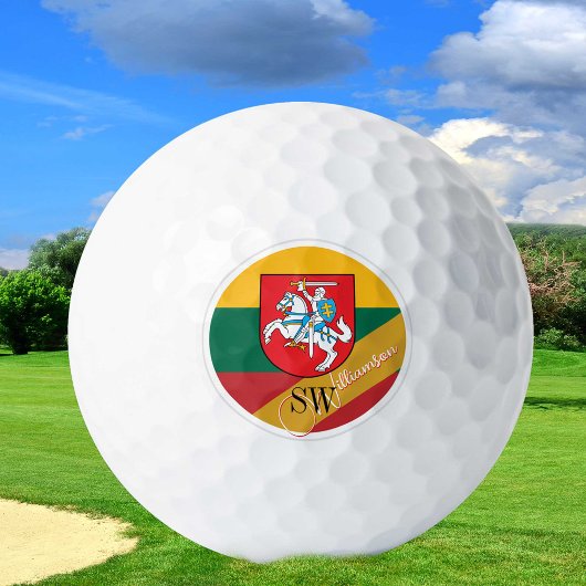 Golfing Litauen & Monogram, litauische Flagge Golfball