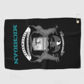 Golfing Michigan & Michigan Wappen / Flagge Golfhandtuch (Horizontal)