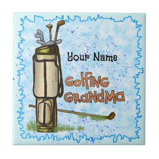 Golfing Oma Fliese (Vorderseite)