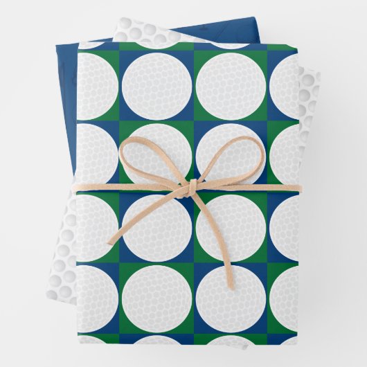 Golfing Patterns Balls T-Shirts Clubs Fahnen Moder Geschenkpapier Set (Beispiel)