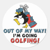 Golfing Penguin Runder Aufkleber (Vorderseite)