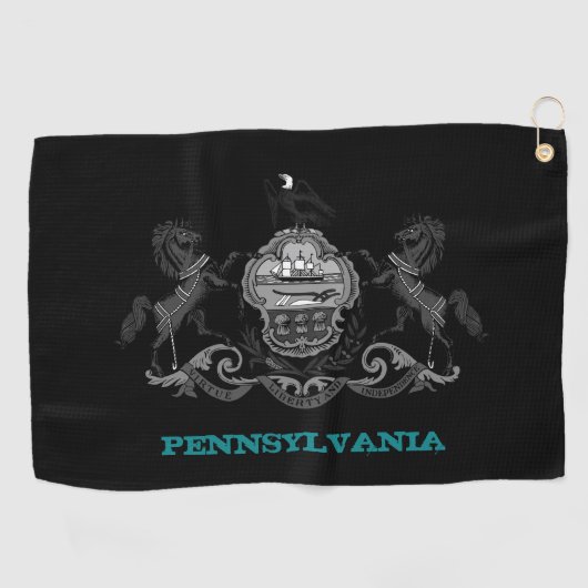 Golfing Pennsylvania Wappen / Flagge Golfhandtuch (Horizontal)