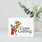 Golfing Reindeer Postkarte (Stehend Vorderseite)