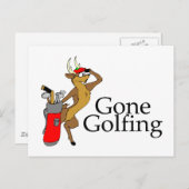 Golfing Reindeer Postkarte (Vorne/Hinten)