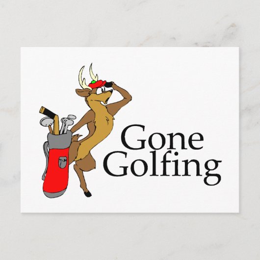 Golfing Reindeer Postkarte (Vorderseite)