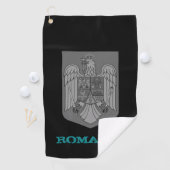 Golfing Romania & Rumänische Wappen / Flagge Golfhandtuch (Insitu)