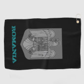 Golfing Romania & Rumänische Wappen / Flagge Golfhandtuch (Horizontal)