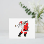 Golfing Santa Feiertagspostkarte (Stehend Vorderseite)