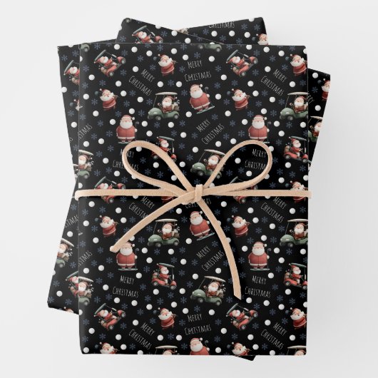 Golfing Santa on Black Geschenkpapier Set (Beispiel)