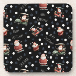Golfing Santa on Black Getränkeuntersetzer