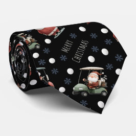 Golfing Santa on Black Krawatte