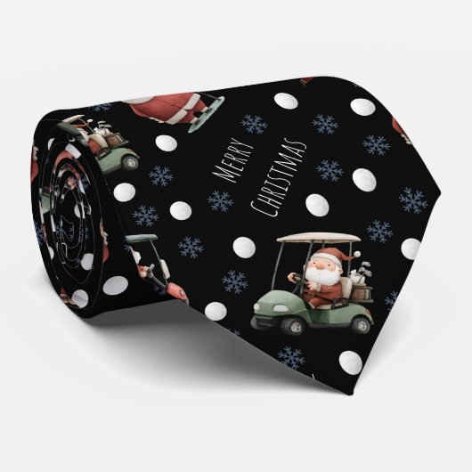 Golfing Santa on Black Krawatte (Gerollt)
