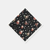 Golfing Santa on Black Serviette (Ecke)