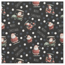 Golfing Santa on Black Stoff