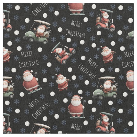 Golfing Santa on Black Stoff (Nahaufnahme)