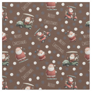 Golfing Santa on Brown Stoff