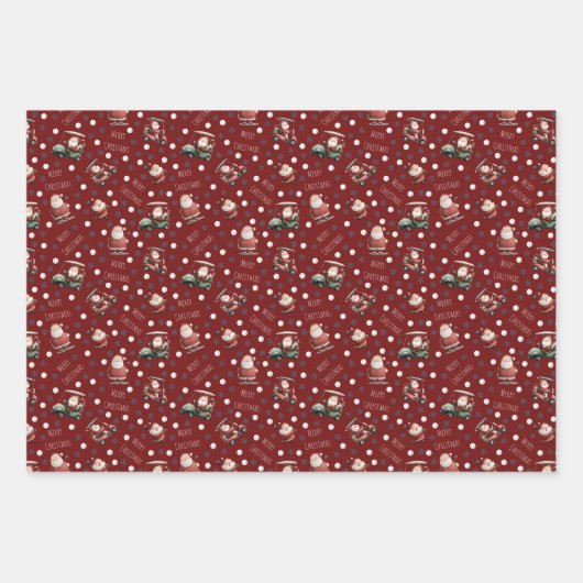 Golfing Santa on Dark Red Geschenkpapier Set (Vorderseite 3)