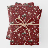 Golfing Santa on Dark Red Geschenkpapier Set (Beispiel)