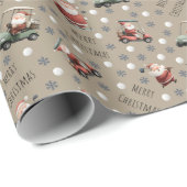 Golfing Santa on Desert Brown Geschenkpapier (Rolleneckpunkt)