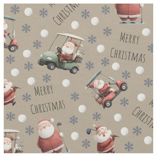 Golfing Santa on Desert Brown Stoff (Nahaufnahme)