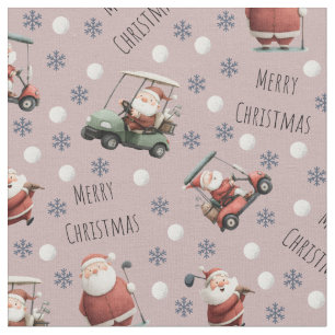Golfing Santa on Dusty Rose Stoff