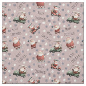Golfing Santa on Dusty Rose Stoff (Muster)
