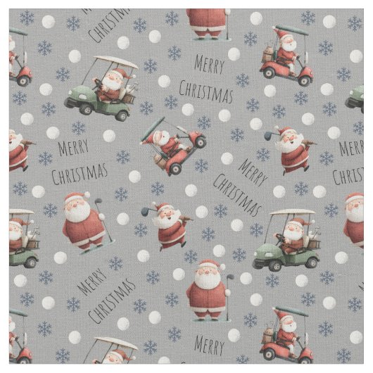 Golfing Santa on Gray Stoff (Nahaufnahme)