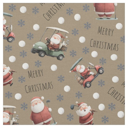 Golfing Santa on Hardwood Brown Stoff (Nahaufnahme)