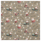 Golfing Santa on Hardwood Brown Stoff (Muster)