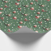 Golfing Santa on Hunter Green Geschenkpapier (Ecke)