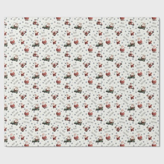Golfing Santa on Ivory Geschenkpapier (Flach)