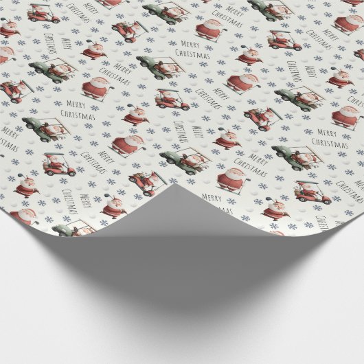 Golfing Santa on Ivory Geschenkpapier (Ecke)