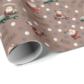 Golfing Santa on Kastanienbraun Geschenkpapier (Rolleneckpunkt)