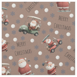 Golfing Santa on Kastanienbraun Stoff