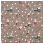 Golfing Santa on Kastanienbraun Stoff (Muster)