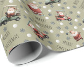 Golfing Santa on Khaki Brown Geschenkpapier (Rolleneckpunkt)