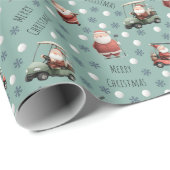 Golfing Santa on Light Viridian Green Geschenkpapier (Rolleneckpunkt)